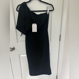 Dress the Population Black Asymmetrical One Shoulder Cocktail Dress